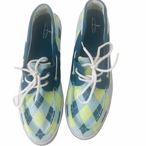 🍃Blue Fin | Starboard Blue/Lime Argyle Shoes